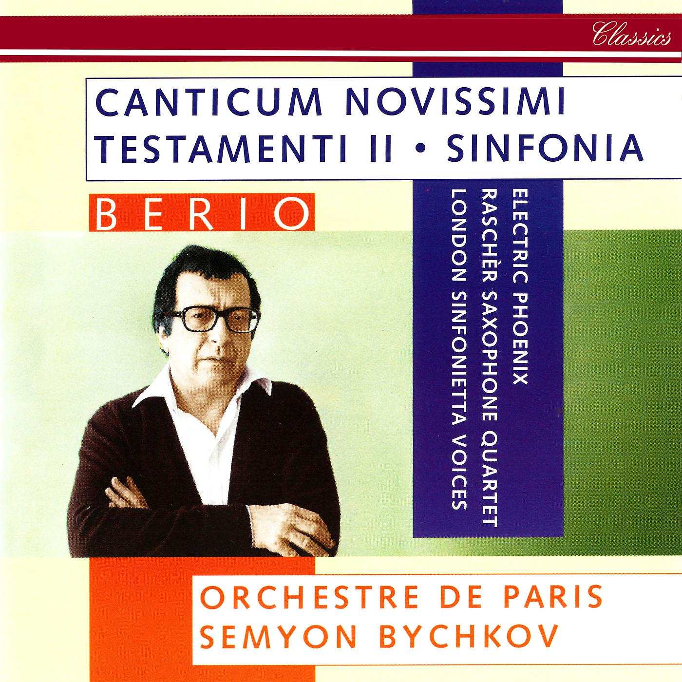 Постер альбома Berio: Sinfonia; Canticum Novissimi Testamenti II