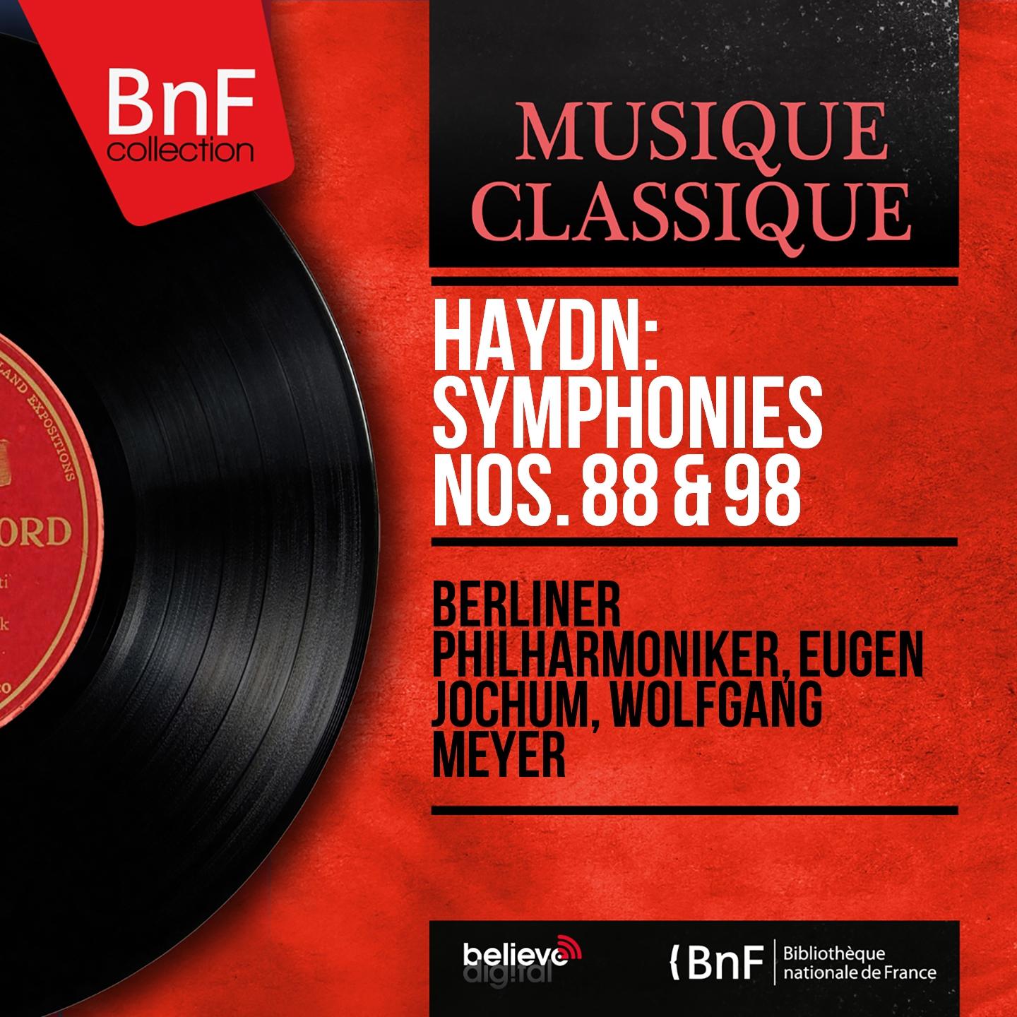 Постер альбома Haydn: Symphonies Nos. 88 & 98 (Mono Version)