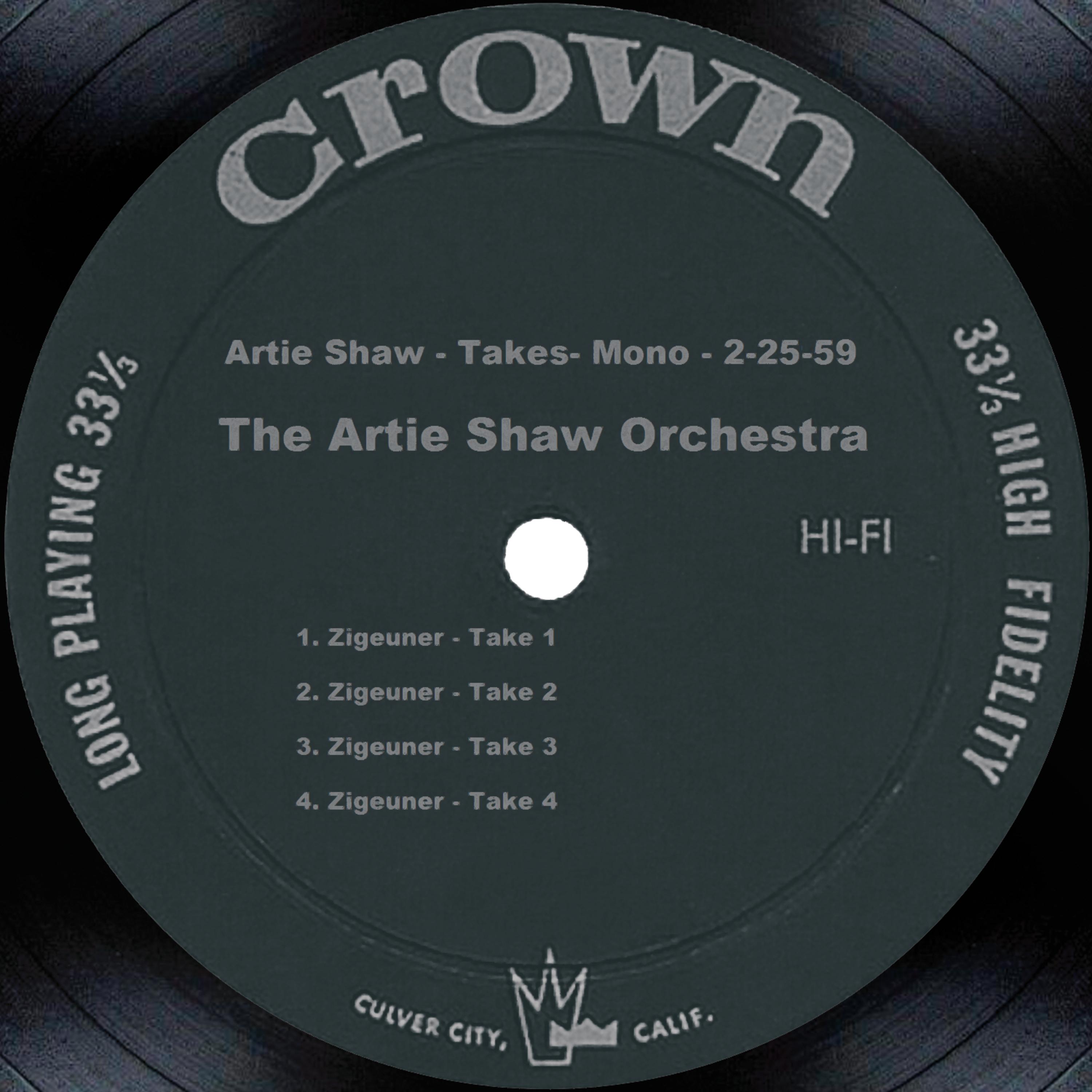 Постер альбома Artie Shaw - Takes in Mono - 2-26-59