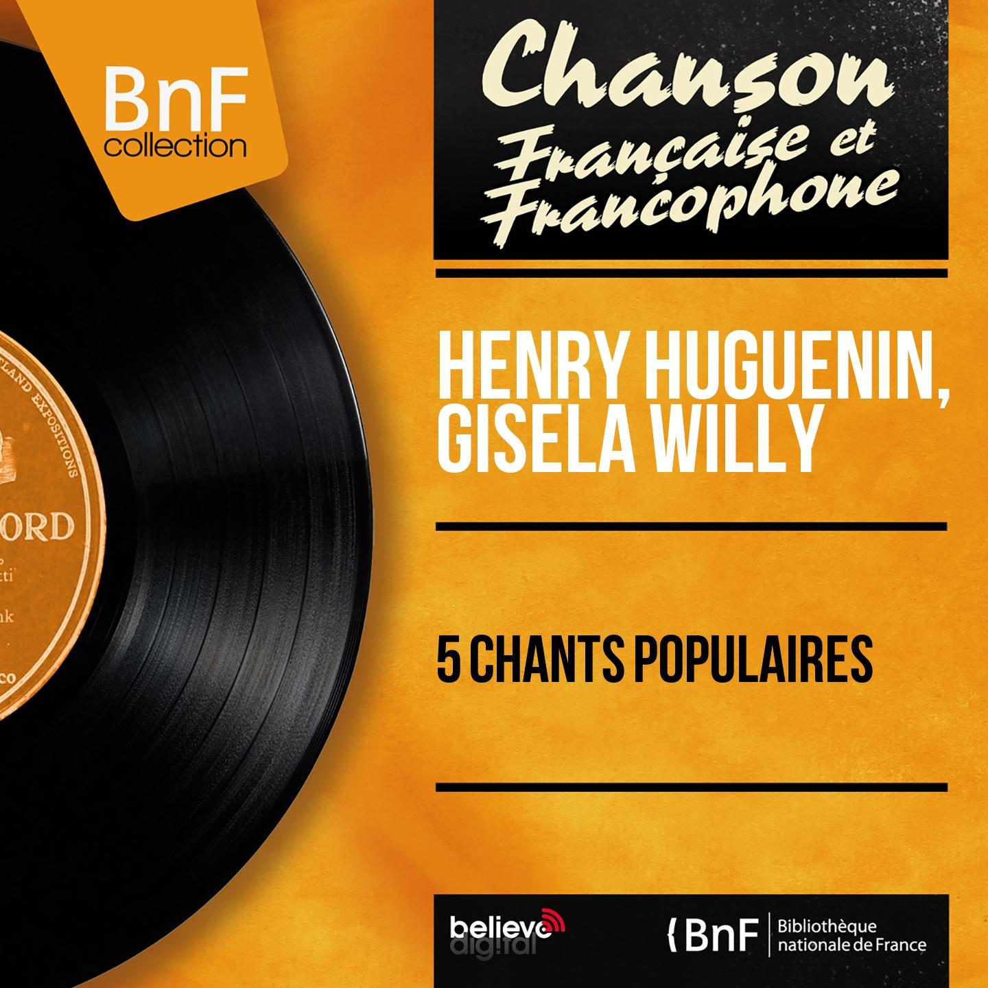 Постер альбома 5 chants populaires (Mono Version)