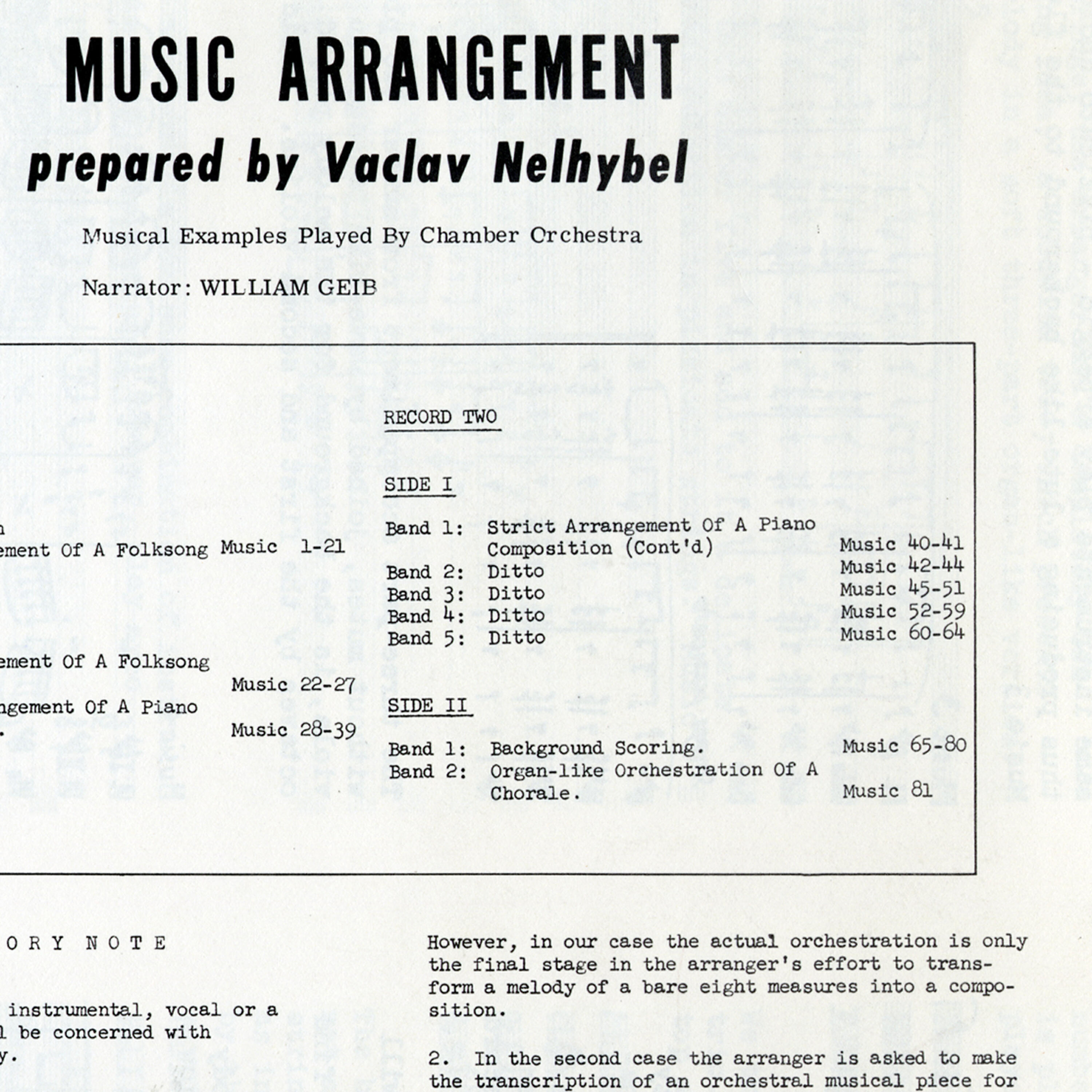 William Geib - Strict Arrangement of a Piano Composition (Continued)
