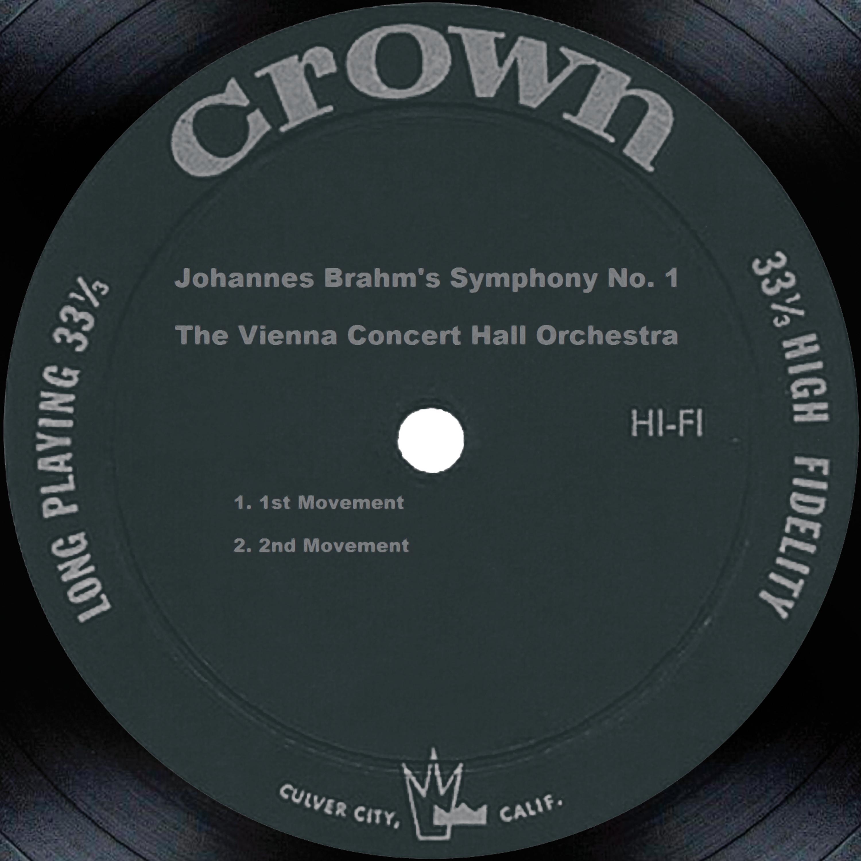 Постер альбома Johannes Brahm's Symphony No. 1