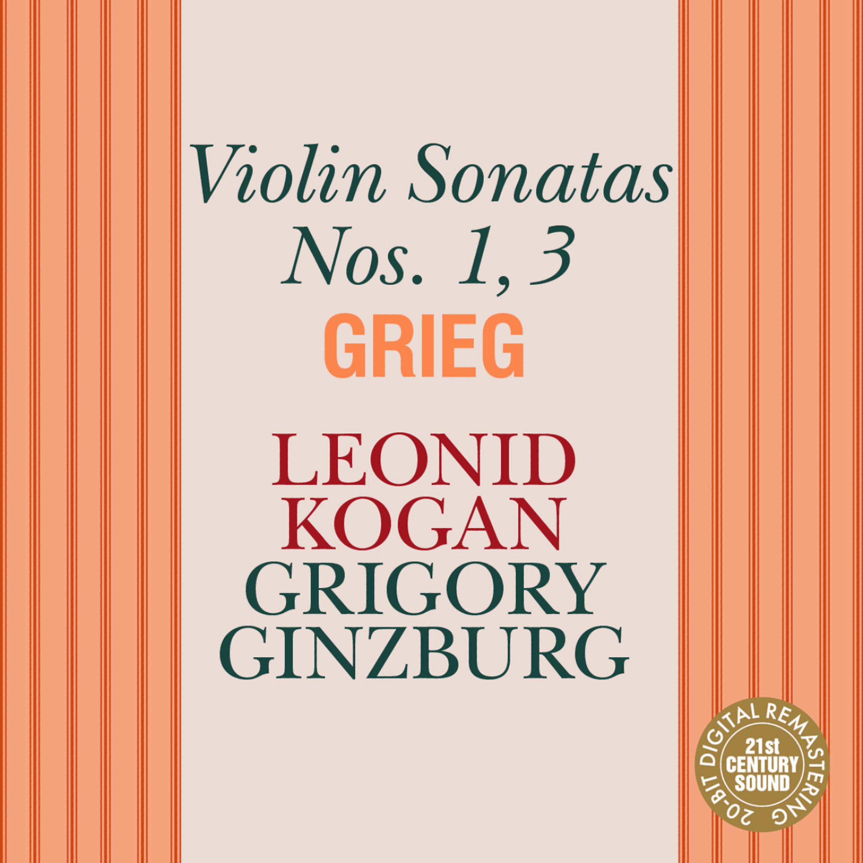 Постер альбома Grieg: Sonatas for Violin and Piano No. 1 & 3