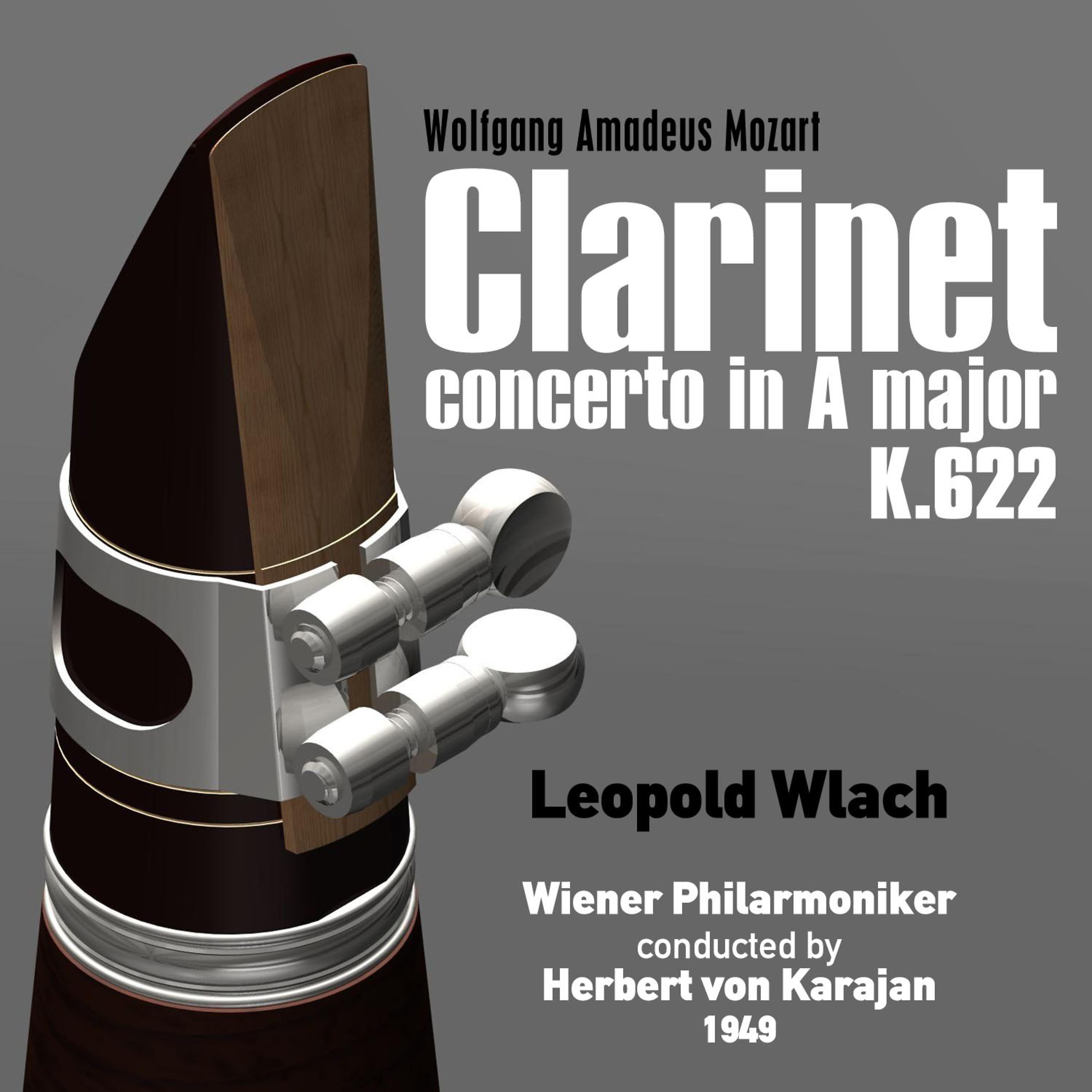 Постер альбома Wolfgang Amadeus Mozart: Clarinet concerto in A major, K. 622 (1949)