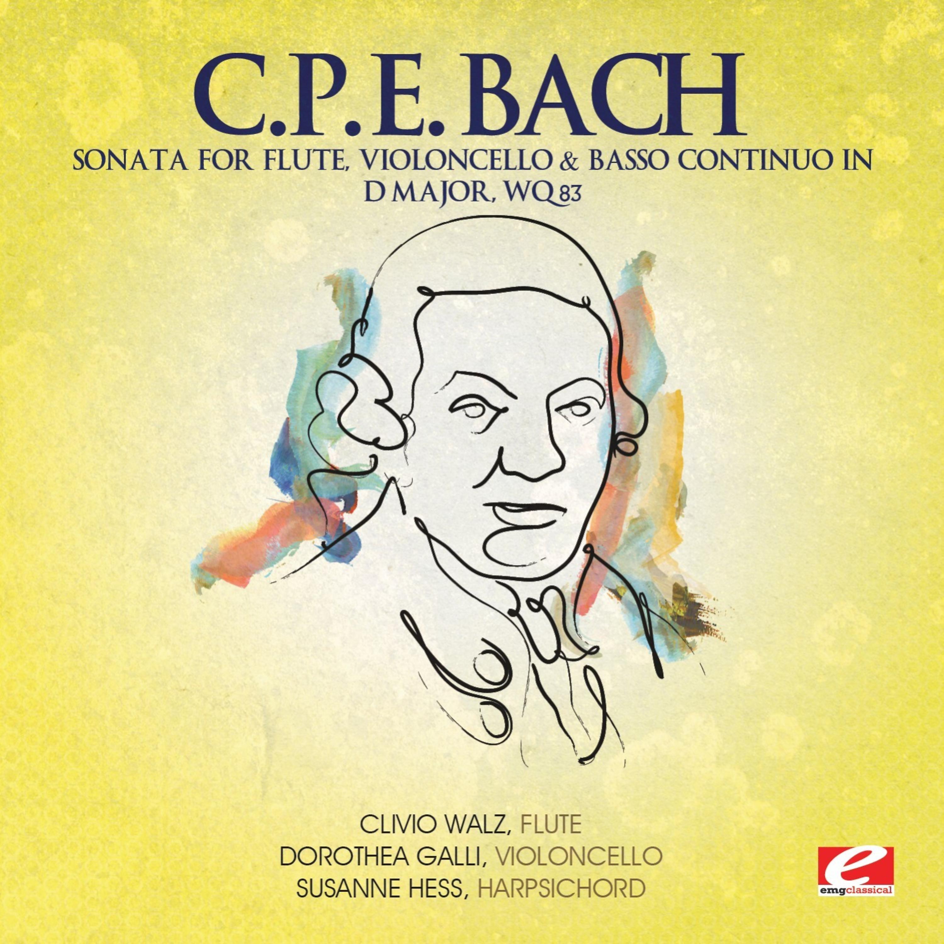 Постер альбома C.P.E. Bach: Sonata for Flute, Violoncello & Basso Continuo in D Major, Wq. 83 (Digitally Remastered)