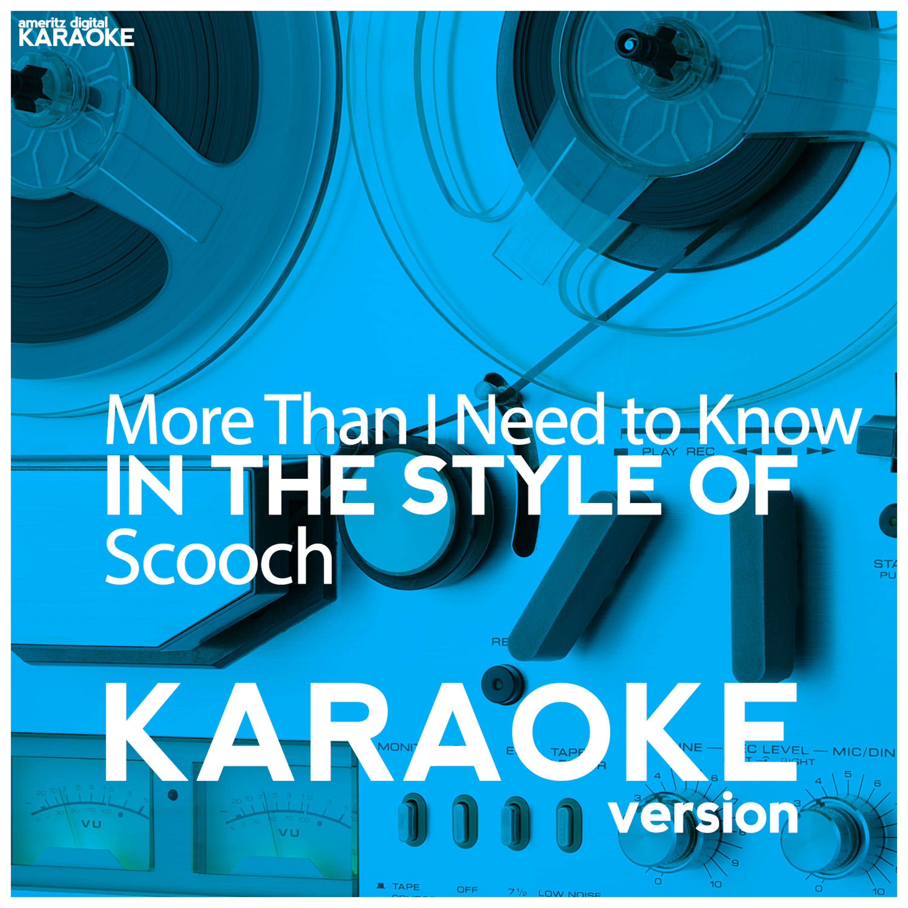Постер альбома More Than I Need to Know (In the Style of Scooch) [Karaoke Version] - Single