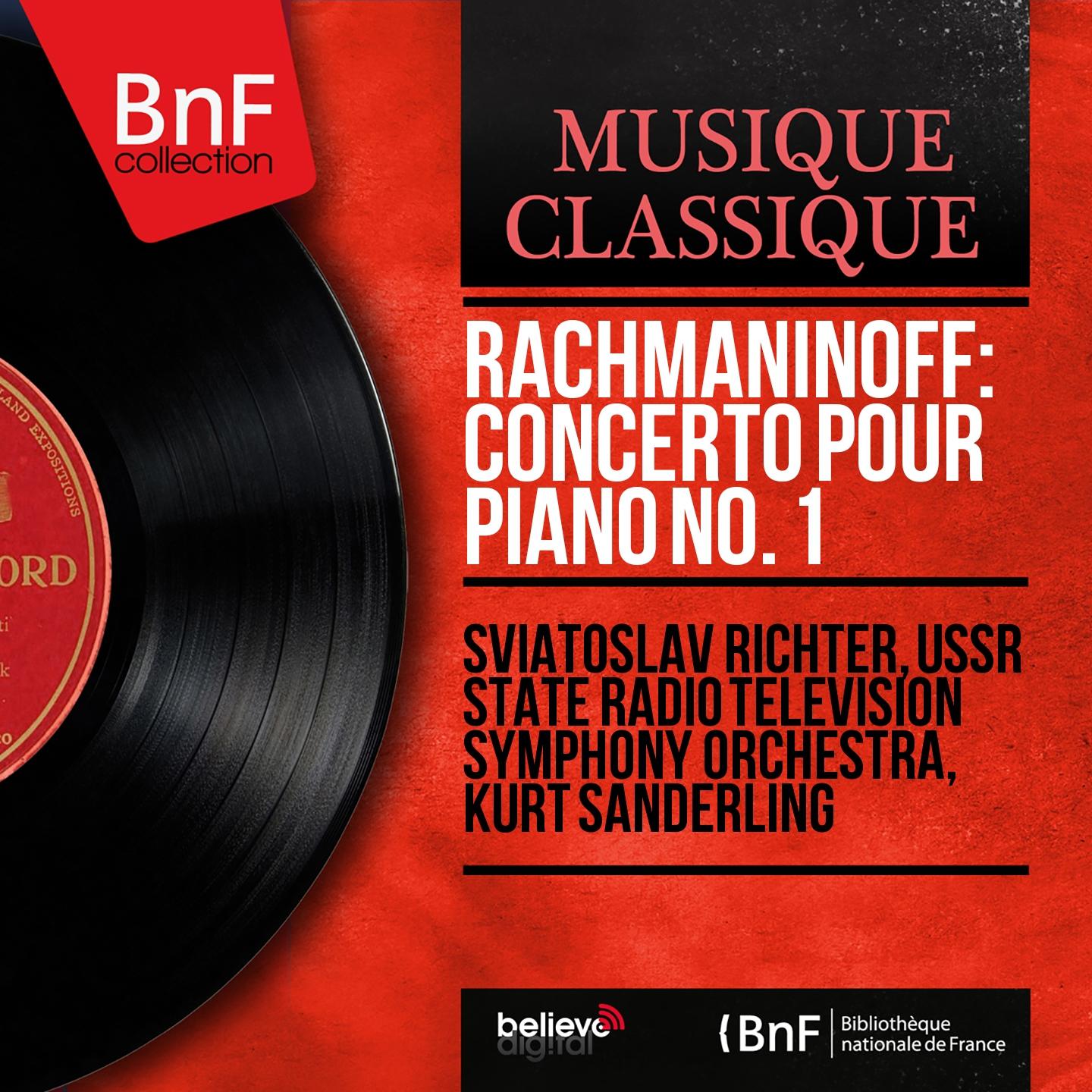 Постер альбома Rachmaninoff: Concerto pour piano No. 1 (Mono Version)