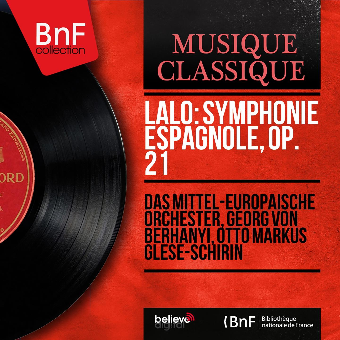 Постер альбома Lalo: Symphonie espagnole, Op. 21 (Mono Version)