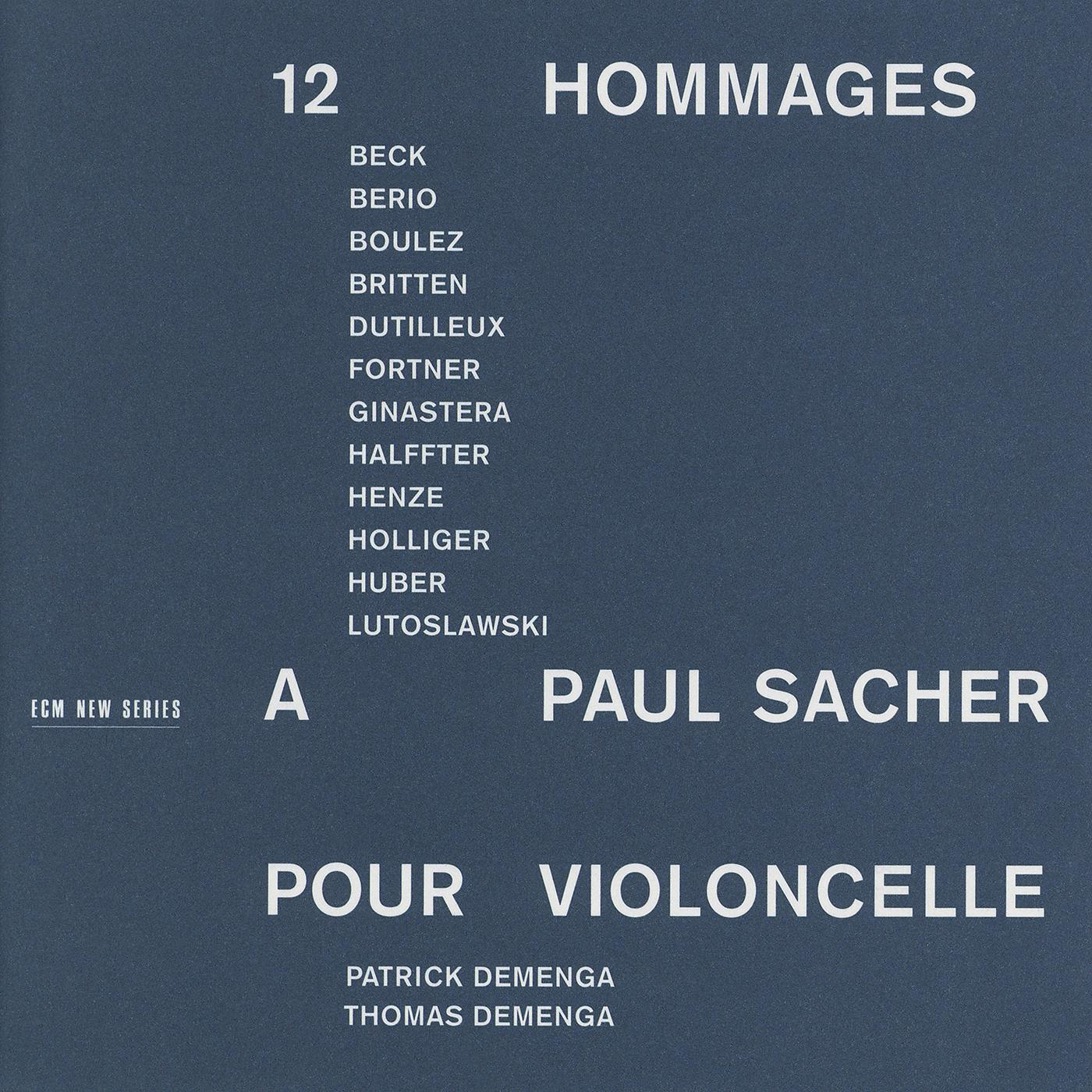 Постер альбома 12 Hommages à Paul Sacher pour Violoncelle