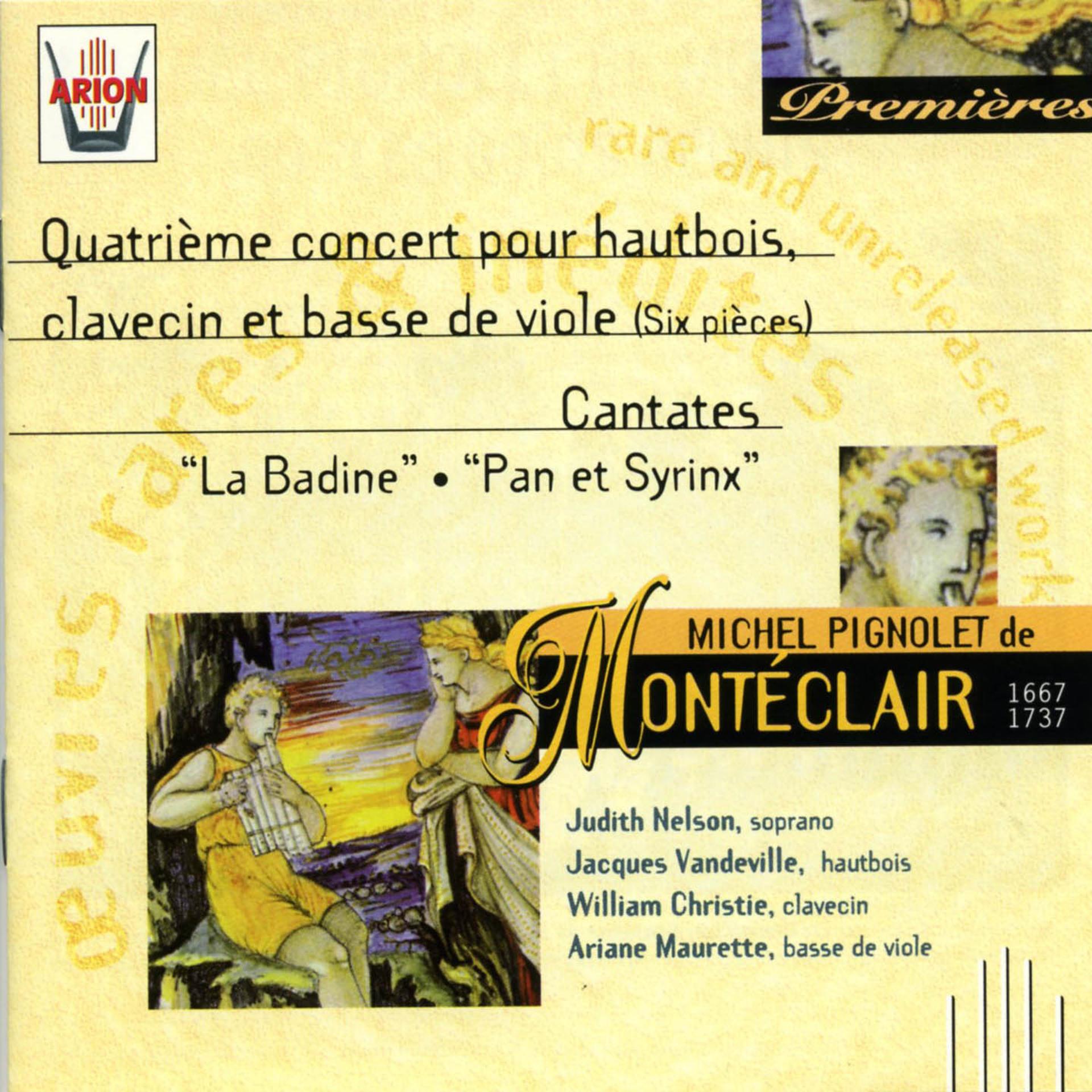 Постер альбома Monteclair : 4ème Concert pour hautbois, clavecin & basse de viole - Cantates