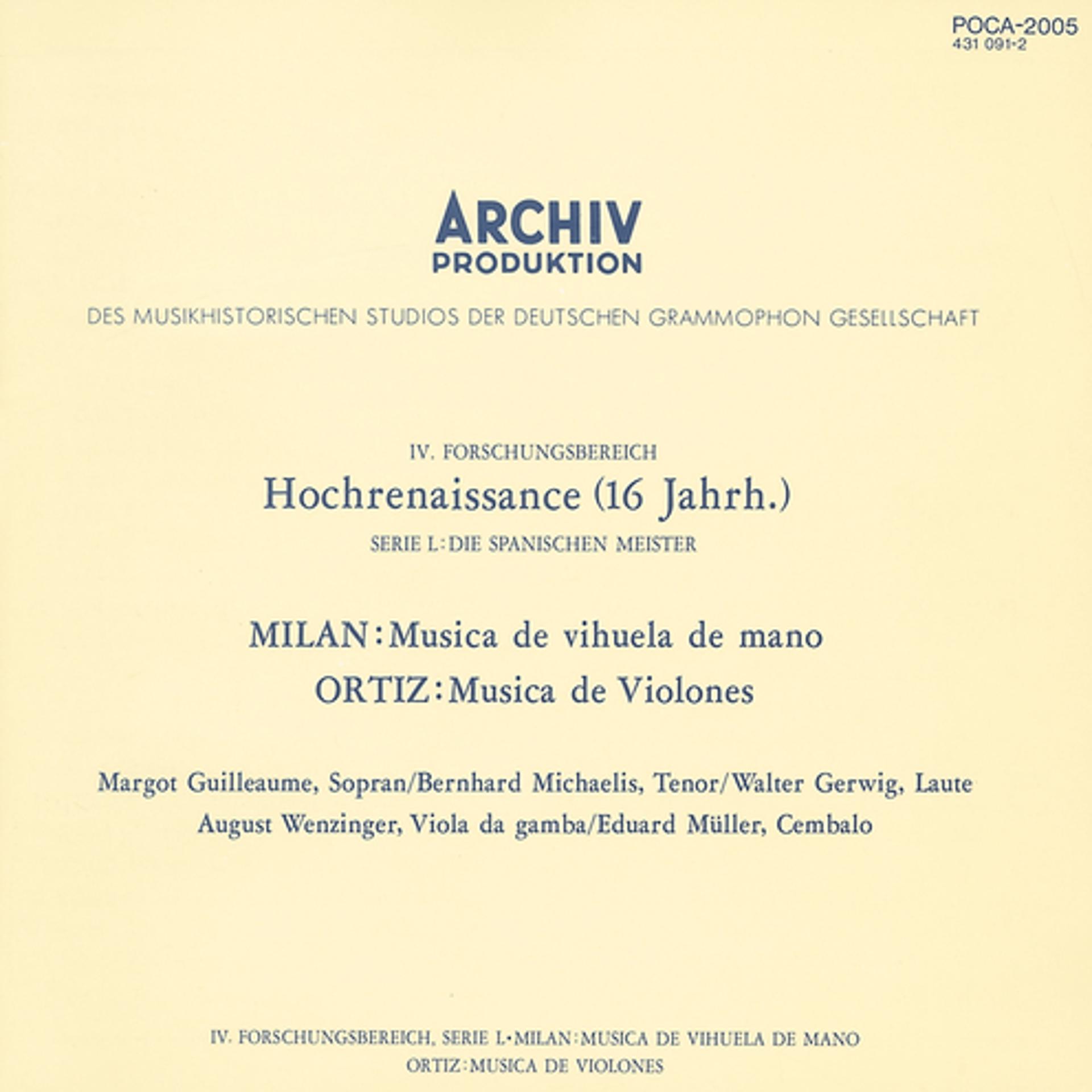 Постер альбома Milan: Musica de vihuela de mano / Ortiz: Musica de Violones