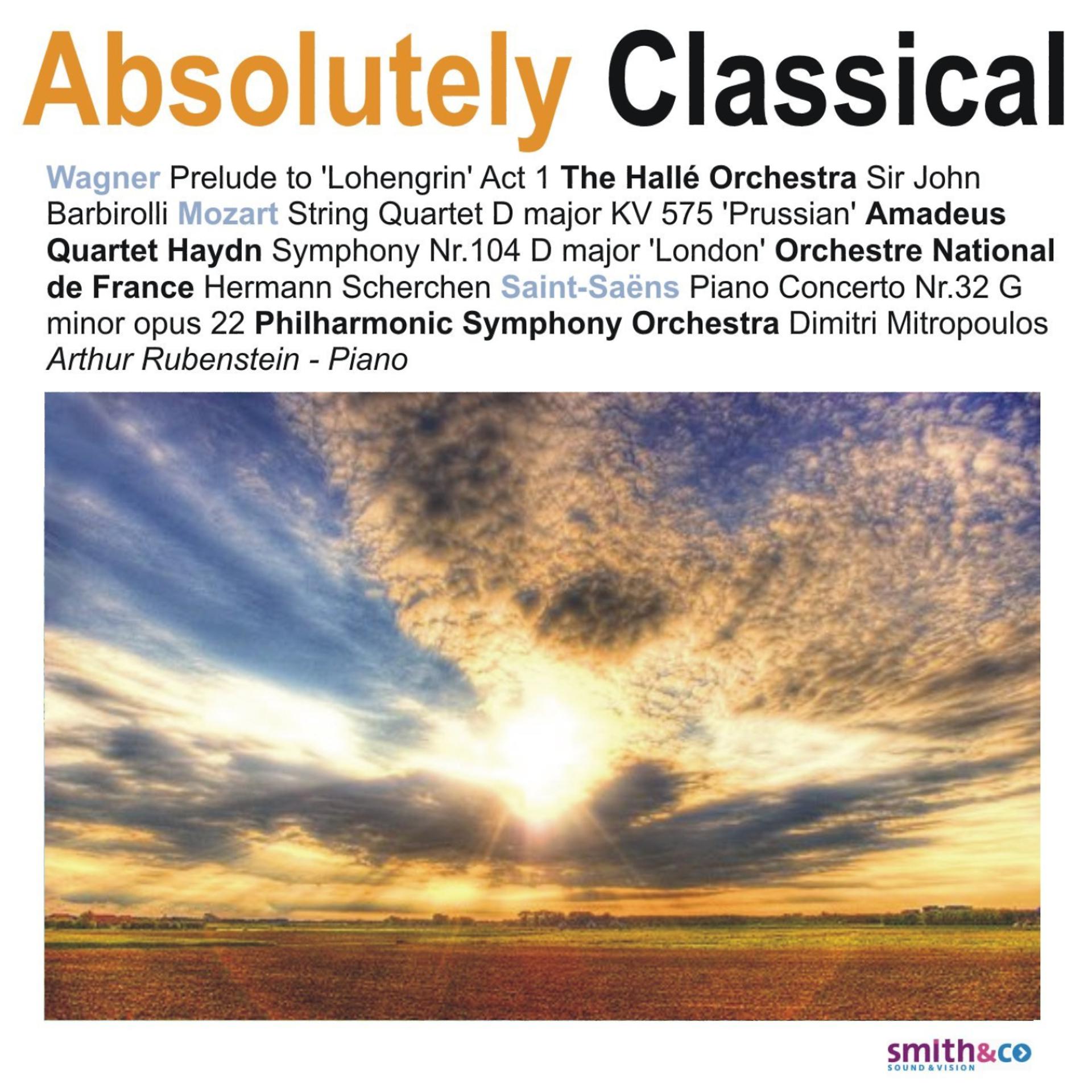 Постер альбома Motzart: String Quartet in D Major - Haydn: Symphony No. 104 in D Major - Saint-Saëns: Piano Concerto No. 32 in G Minor, et. al
