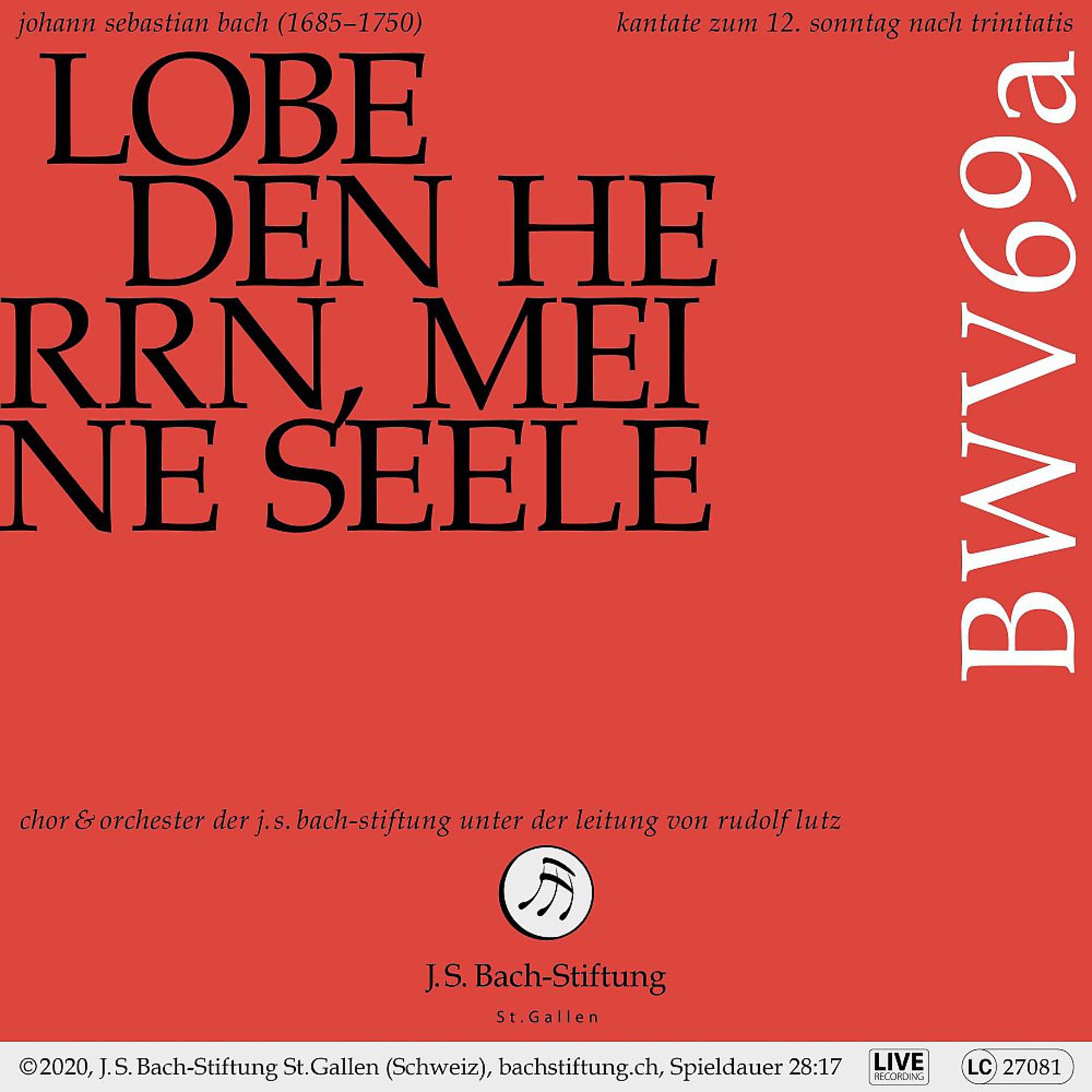 Постер альбома Bachkantate, BWV 69a - Lobe den Herrn, meine Seele (Live)