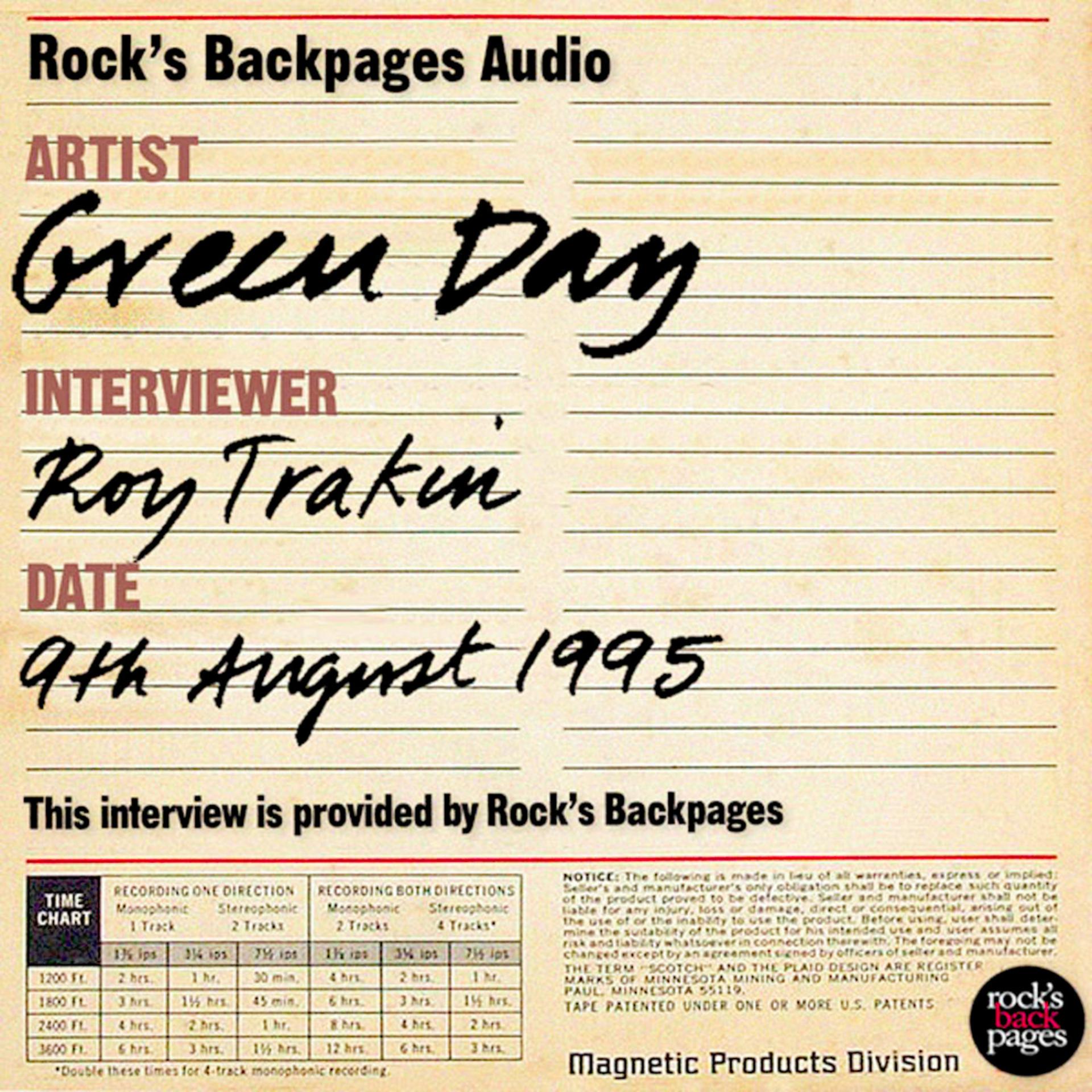 Постер альбома Green Day Interviewed By Roy Trakin
