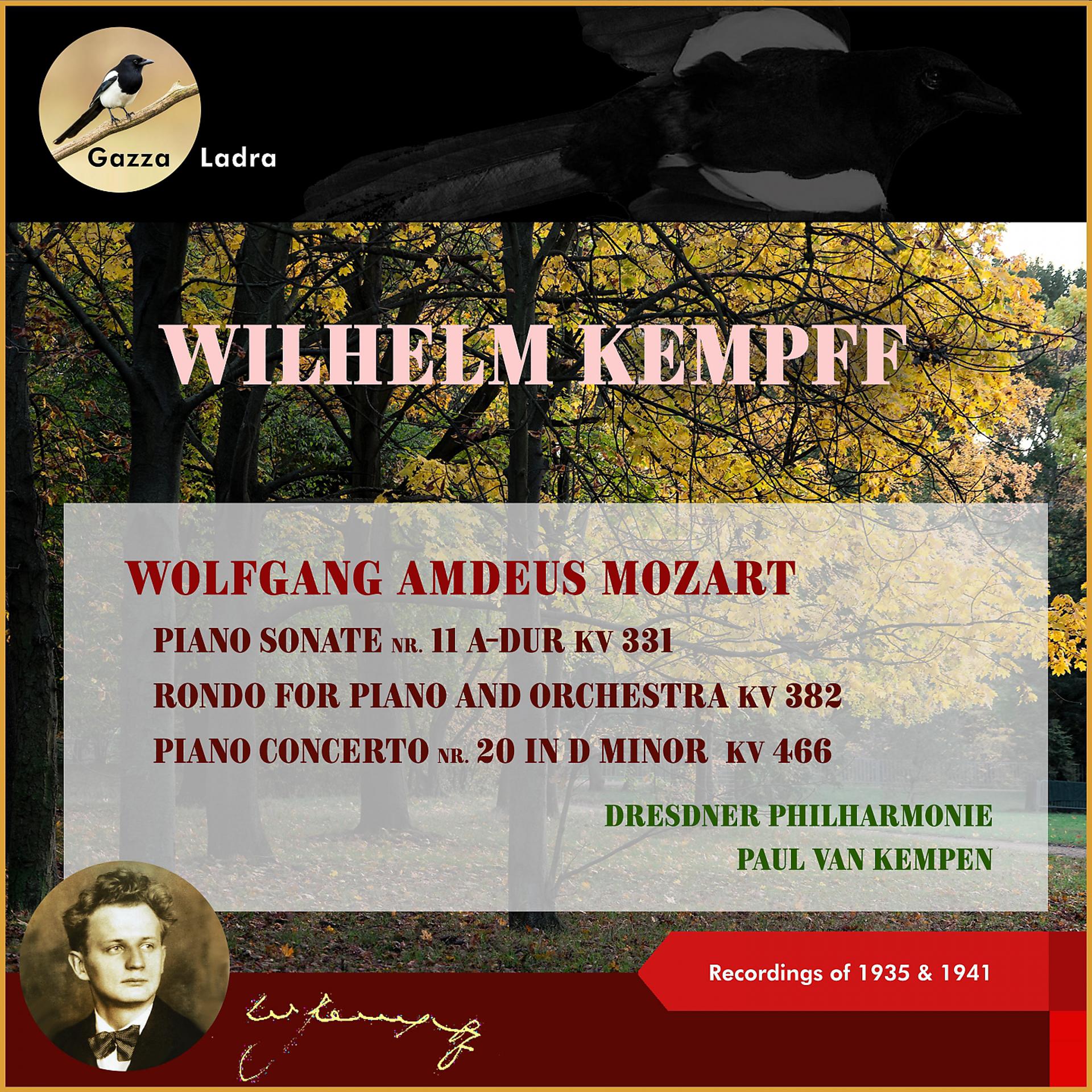Постер альбома Wolfgang Amdeus Mozart: Piano Sonate Nr. 11 A-Dur KV 331 - Rondo for Piano and Orchestra, K. 382 - Piano Concerto No. 20 in D Minor, K. 466