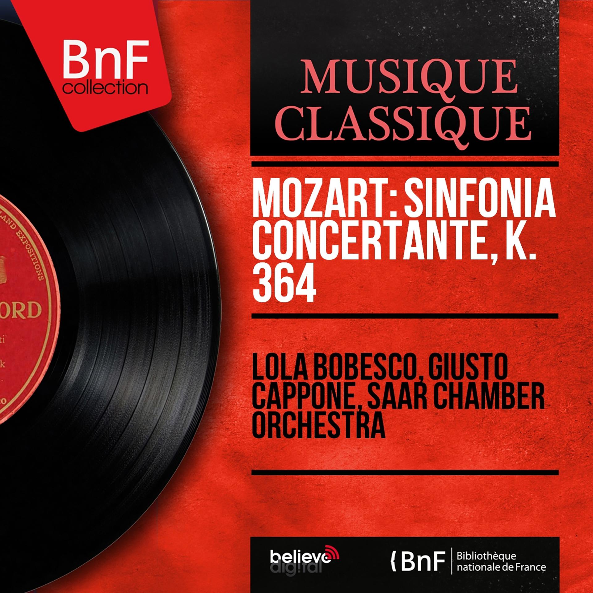 Постер альбома Mozart: Sinfonia concertante, K. 364 (Mono Version)