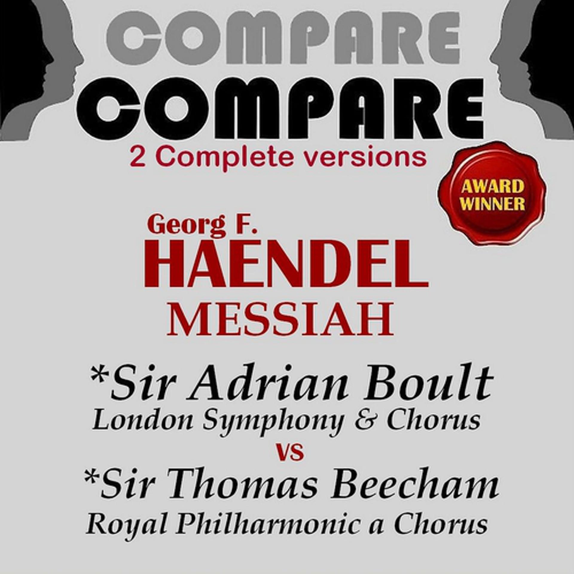 Постер альбома Haendel: Messiah, Adrian Boult and Thomas Beecham (2 Versions)