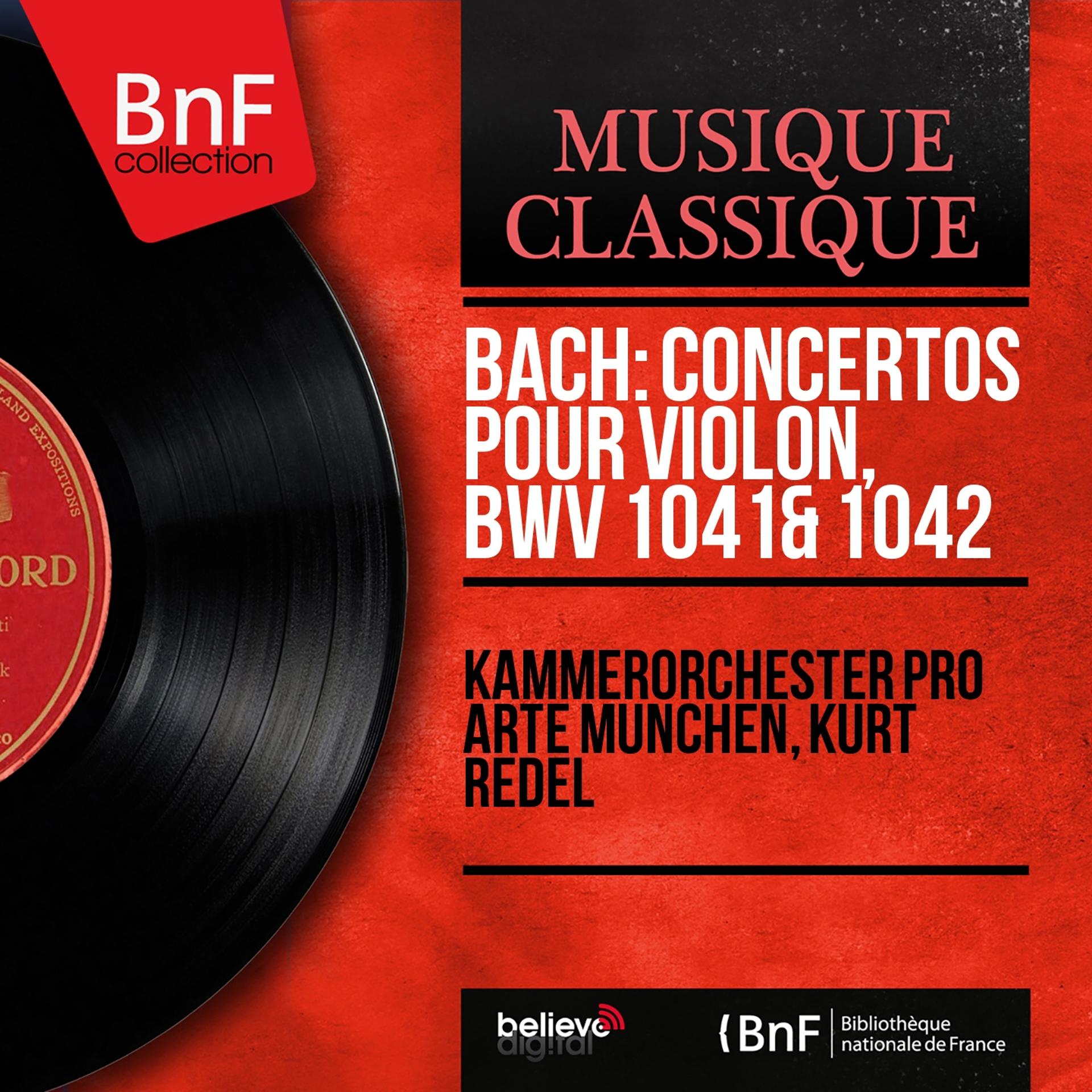Постер альбома Bach: Concertos pour violon, BWV 1041 & 1042 (Mono Version)