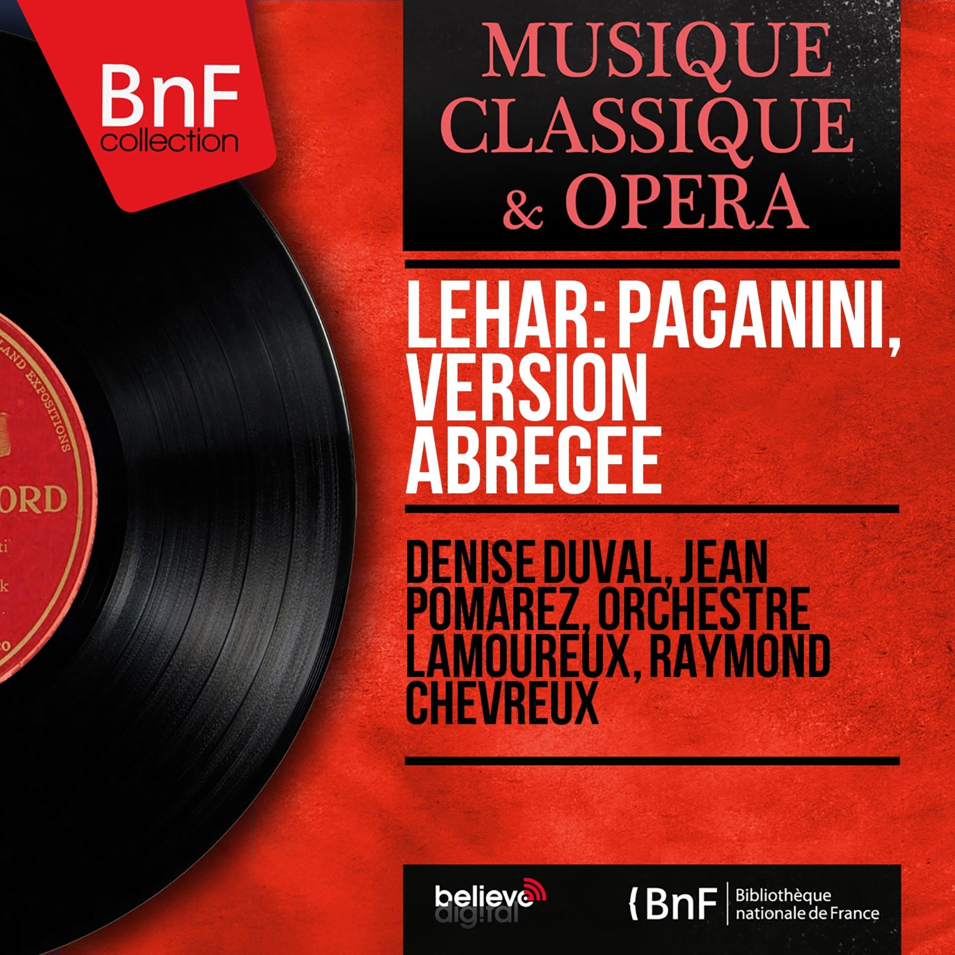 Постер альбома Lehár: Paganini, version abrégée (Mono Version)