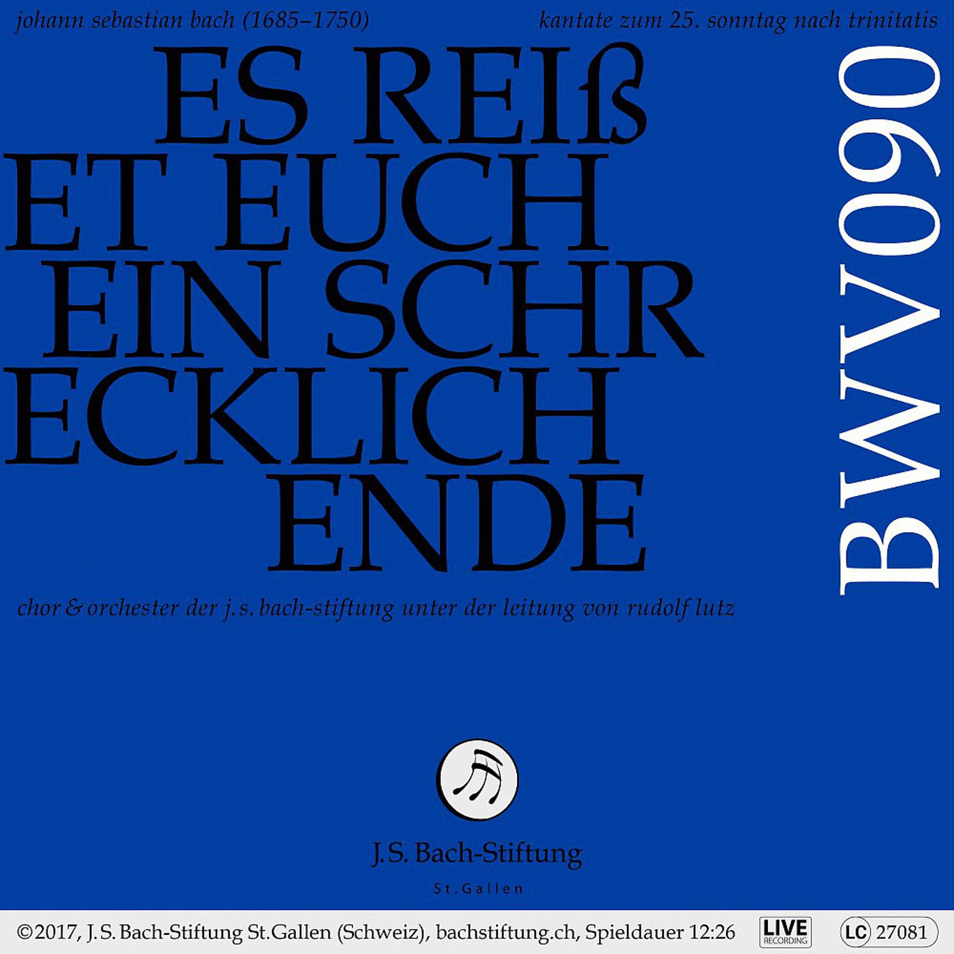 Постер альбома Bachkantate, BWV 90 - Es reißet euch ein schrecklich Ende (Live)
