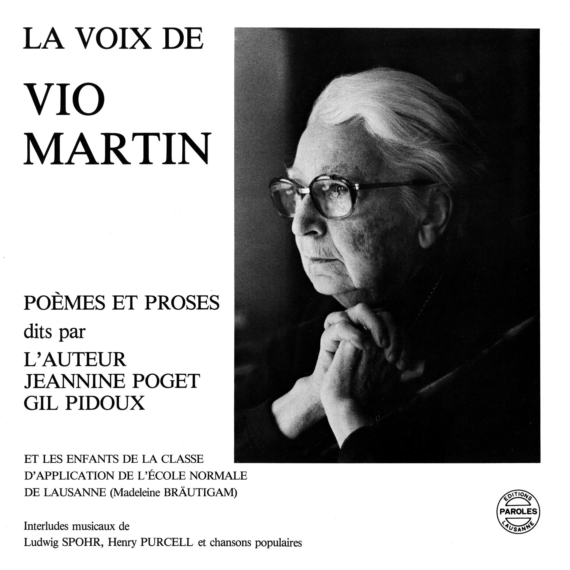 Постер альбома La voix de Vio Martin: Poèmes et proses